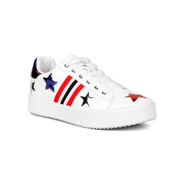 Fahrenheit Shoes - Stars and Stripes Women's Platform Sneakers